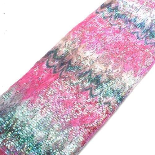 Sequined Lace Fabrics For Dress RoyalBlue Allover Embroidered Fabric Sequins Table Cloth 132cm