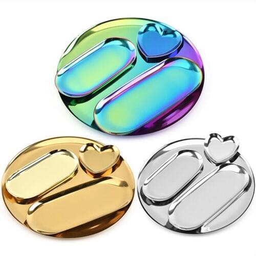 High Quality Stainless Steel Storage Tray Gold Silver Color Oval Fruit Plate Jewelry Display Metal Tray Storage Supplies
