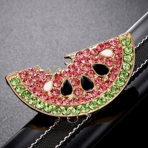 Fashion Crystal Watermelon Brooch Pin Collar Badge Corsage Jewelry Accessories