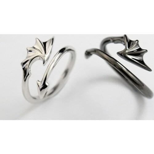 Fashion Enamel Couple Rings Stainless Steel Rings Romantic Angel Devil Wings Rings Engagement Wedding Bride Couples Rings