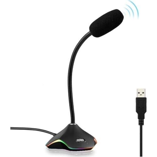 Desktop Condenser Microphone 360° HD Noise USB Colorful-ray Meeting Computer Game 3.5mm RGB Microphone For PC Desktop Notebook