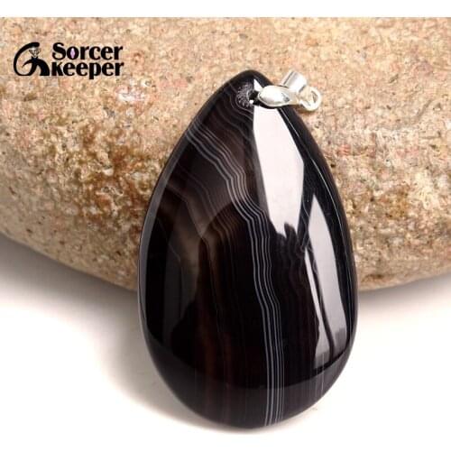 Natural Stripe Agates Pendant Water Drop Shaped Beads for Women Men DIY Chains Necklace Handmade Charm Jewelry BA949