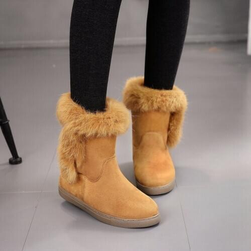2020 New Womens Shoes Snow boots Ladies Winter Flock Warm Boots Martinas Ankle Boots Short Bootie Slip-On Outside Shoes Botas