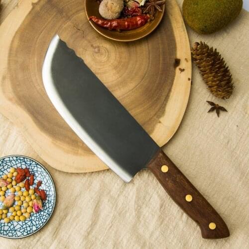 XYj 7.5 inch Stainless Steel Knife Butcher Meat Cleaver Full Tang Wooden Handle Slicing Kitchen Chef Knife Slaughter Knives Tool