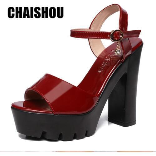 Shoes Woman Sandals Summer 13CM plus size 35-43 super High Thick heel Heel Fish Mouth Sexy Party Wedding Sandalias Mujer CS-469