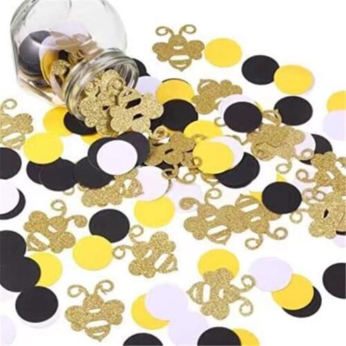 Omilut 100pcs Bee Confetti Bumblebee Birthday Party Decor Confetti Happy Bee Day Confetti Bee Baby Shower 1th Birthday Supplies