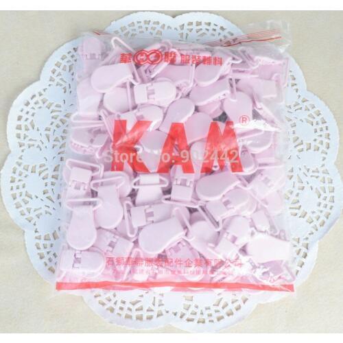 Wholesale 3000 PCS/Lot Plastic KAM Bib Clip 25MM Size With Flat Backing For Baby Pacifier Clips 16 Colors For Choice
