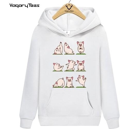 Autumn Funny exercise Pig Print Sweatshirt Cute Animal Graphic Hoodies Hip Hop Unisex Streetwear Cartoon Tops Pullovers