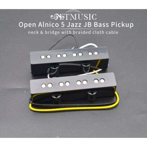 Open Alnico 5 Jazz JB Bass Pickup Neck or Bridge Pickup Braided Cloth Cable for 4 String Bass Parts