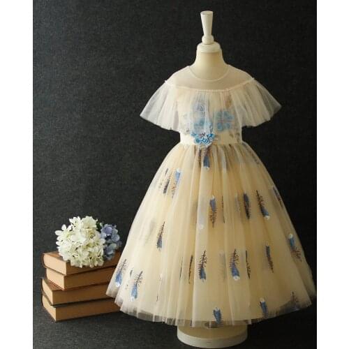 19019Tutu Embroidery Princess Baby Girl Dress 2020 Spring Party Wedding Easter Day Kid Dress For Girl Wholesale Child Clothes