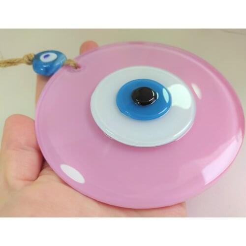 Pink Evil Eye 12cm Big Glass Bead Pendant Turkish Handmade Large Amulet for Wall Hanging Ojo Turco Talisman Boho Home Decor
