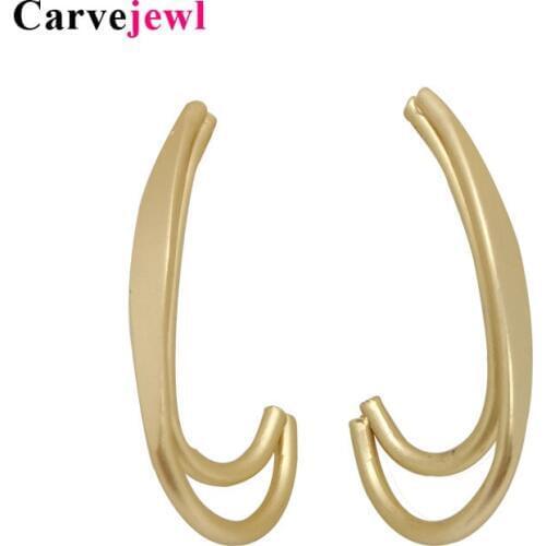 Carvejewl unique design Geometric two row Earrings gold color Female Temperament Personality Simple Hoop Earrings Women Jewelry