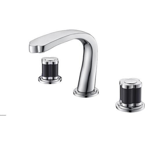 8" Widespread Ceramic Valve Three Holes 3 Holes lavatory Bathroom Sink Faucet Mixer tap deck mounted New black Handles