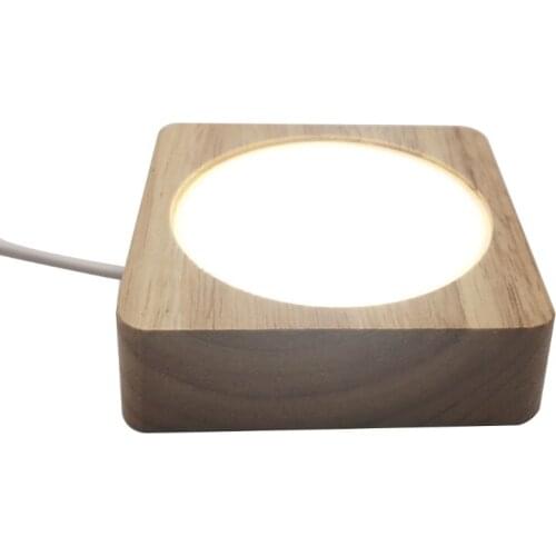 3D LED Night Light Table Lamp USB Crystal Glass Resin Art Ornaments Base Stand