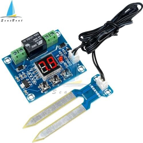 XH-M214 12V Soil Humidity Sensor Controller Automatic Watering Module Red Digital Display Humidity Controller Irrigation System