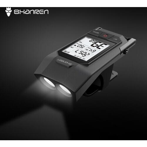 SHANREN Wireless Cycling Computer Built-in Front Light Raptor II Pro Cadence Bluetooth Rechargeable Bicycle Speedometer