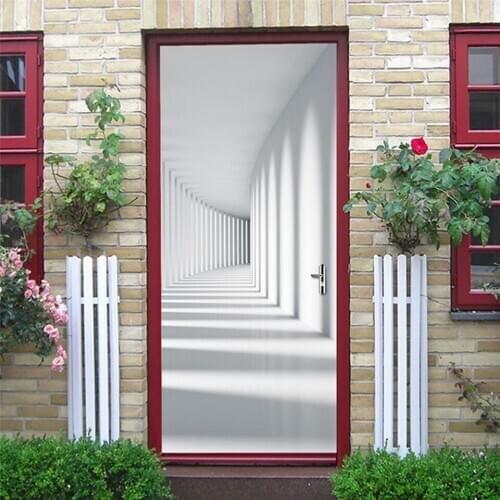 2pcs/set White Shadow Corridor Door Sticker Home Decor Vinyl DIY Peel and Stick Wallpaper Poster Wall Mural Decals deur sticker