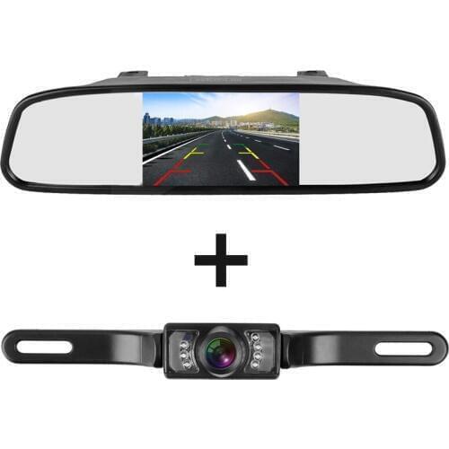 HD 4.3 inch Mirror Monitor and Rear view camera Reversing Parking System IP68 Waterproof Night Vision with Guide Lines