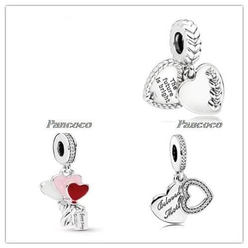 925 Sterling Silver Bead Charm Heart Balloons Pendant Charm Fit Pandora Women Bracelet & Necklace Diy Jewelry