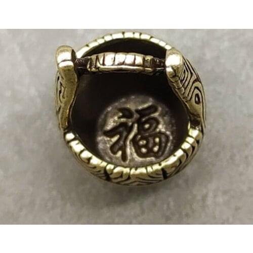 ZOCDOU 1 Piece Pure Copper Car Keychain Blessing Bucket Small Statue Figurine Crafts Figure Ornament Miniatures