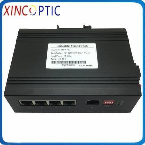 1Dual Fiber+4RJ45, SM 1310nm, 20km, SC,10/100/1000M 1Fiber+1RJ45 Gigabit Industrial Type Fiber Media Converter