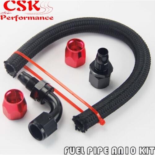 1 FT F AN10 Nylon/Steel Braided Oil Fuel Hose + 90 Deg & Straight Swivel Fittings