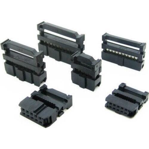 100Pcs Female 2.54mm Pitch FC IDC Connector Socket ISP JTAG Header For Flat Ribbon Cable 6P 8P 10P wholesale wire connector PCB