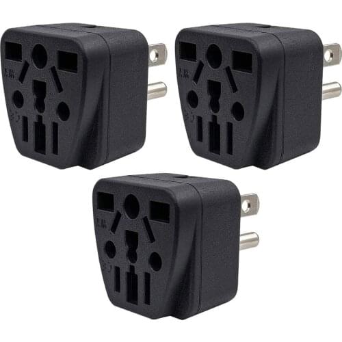 3 Pack) US Canada Travel Adapter Type B Plug Universal Outlet AC100~250V 10A