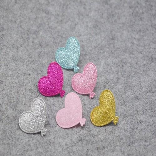 80pcs/lot 3.8*3.7cm Mixed Padded Shiny/Glittered heart Shape Appliques For Kid DIY Patch And Baby Headwere Accessorie