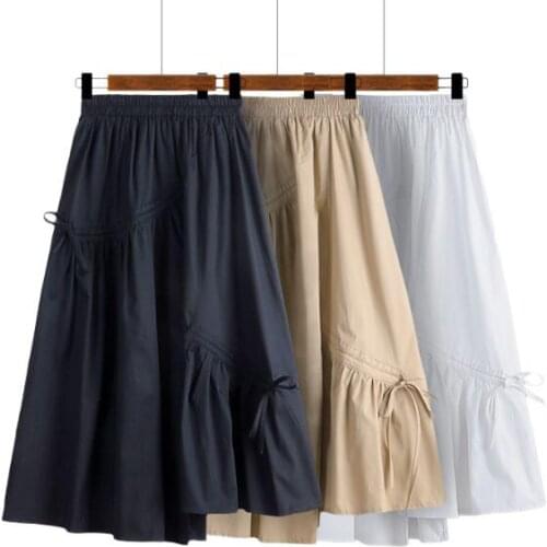 Harajuku Mori Girl Pleated Irregular Skirt Women Korean Fashion Loose High Waist A-line Cotton Hippie Skirt Female Casual Faldas