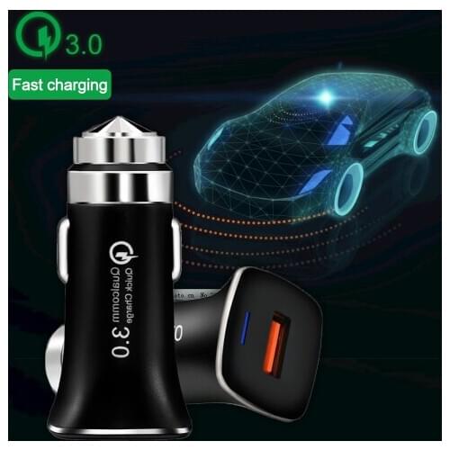QC3.0 Car Charger 2.4A USB Charger Fast Charging Phone Charger Quick Charge safety hammer For iPhone 12 11 Xiaomi Samsung Huawei