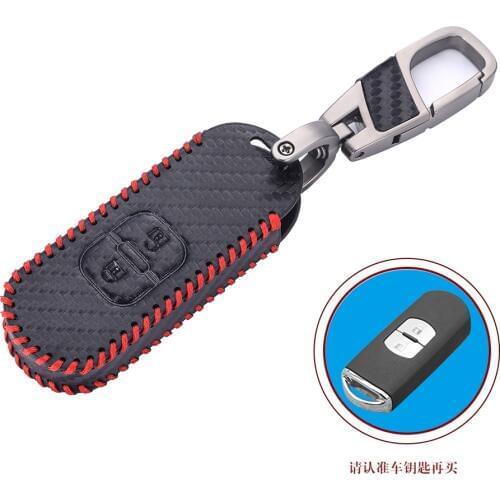 Carbon Leather Car Key Holder Cover Bag Key Case Chain For MAZDA 2 3 5 6 CX3 CX4 CX5 CX-5 CX7 CX9 AXELA Atenza