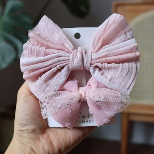 Baby Hair Clips Hair Pins For Girls Floral Hairgrips Bows Kids Lattice Barrettes Cotton infant Hairpin Handmade Accessories 2Pcs
