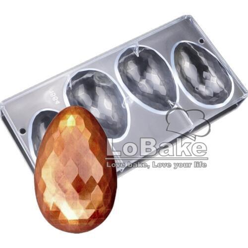 4 cavities diamond easter egg shape hard polycarbonate PC chocolate mold Ice cube mould decoration DIY bakery accessories