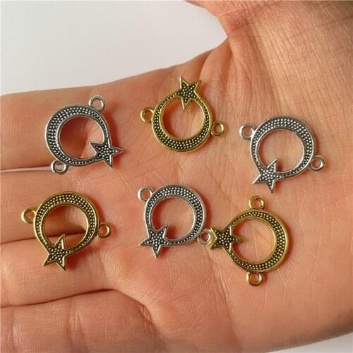 JunKang 20pcs charm popular moon star Turkish flag DIY handmade necklace bracelet connector wholesale jewelry accessories