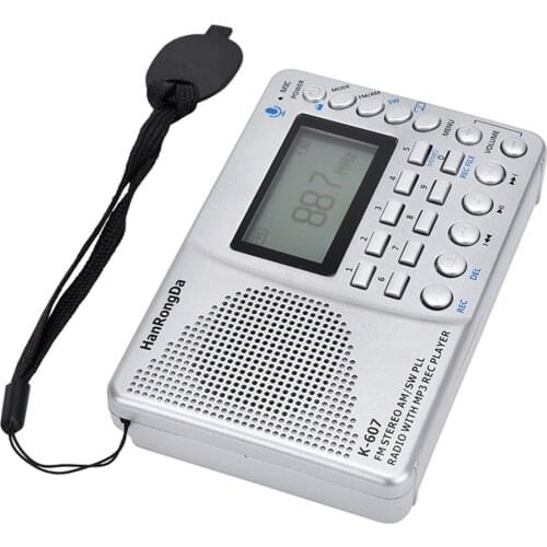 K607 Newest Mini FM Radio Portable AM/FM/SW/TF Radio MP3 Player Digital Recorder Rechargeable Support TF Card USB REC Recorder