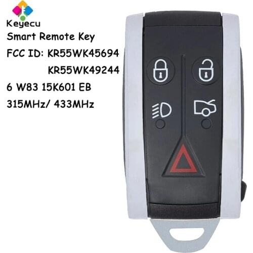 KEYECU Replacement Smart Remote Car Key - 434MHz& 4+1/ 5 Buttons& Insert Blade- FOB for Jaguar XF XFR XK XKR 2009 2010 2012 2013