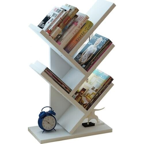 Bookshelf Desk Creative Study Bookcase Tree Shaped Furniture Decor Book Rack Multi-grid Storage Shelf Wooden Display Shelf