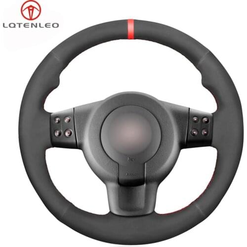 LQTENLEO Black Suede Car Steering Wheel Cover For Seat Leon (1P) FR 2005-2009 Leon (1P) Cupra 2005-2009 Ibiza (6L) FR 200-2009