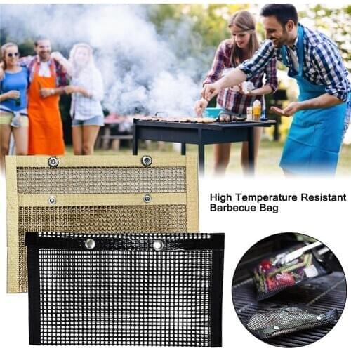 Reusable Grilling Mesh Bags High Temperature Resistant Non-Stick Barbecue Bag For Electric Gas Charcoal Grill Tools