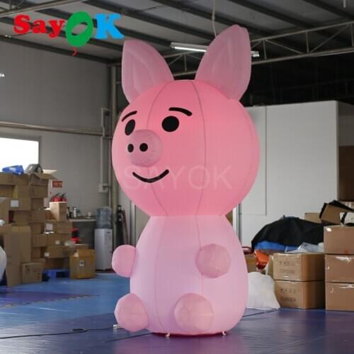 2.8m High Pink Inflatable Pig Custom Swine Model Inflatable Outdoor/Indoor Animal Model for Party Supermall Square Events