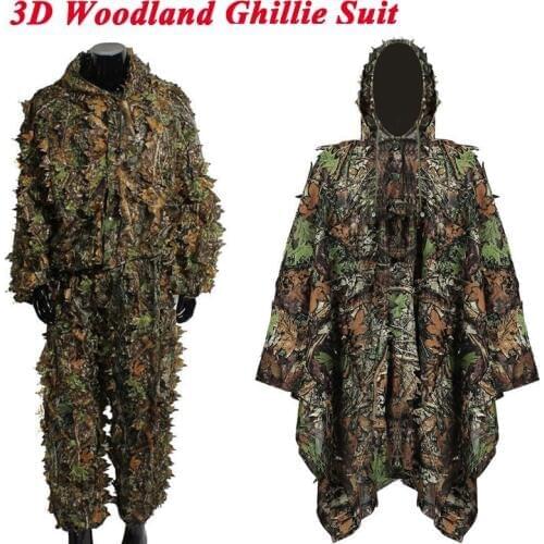 Airsoft War Game 3D Leaf Woodland Clothing Cloak Camouflage Outdoor Hunting Clothes Ghillie Suit