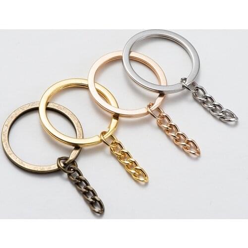 New Metal Keychain Key Ring with Chain Flat Aperture Key Chain Key Chain Keychain Diy Jewelry Making Sleutelhanger Key Rings DIY