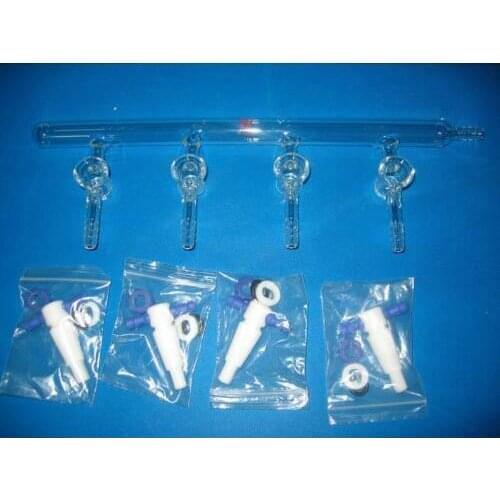 Single Bank 4-ports PTFE Valves vacuum gas distributor Glass Manifold 2mm tool parts high quality