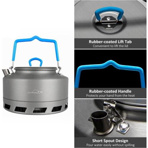 Portable 1.1L Camping Kettle Fast Heating Tea Coffee Pot Teapot for Outdoor Camping Hiking Backpacking Picnic