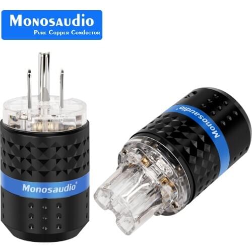 Monosaudio M103R/F103R 99.998% Pure Copper Rhddium Plated US Power Plug Audio Power Connector IEC320 C13 female connector Plug