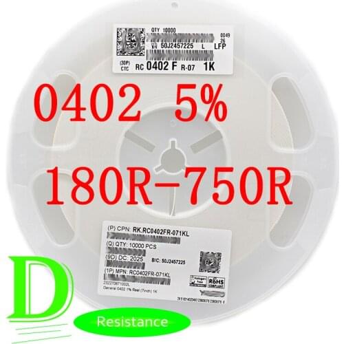 100PCS SMD Resistor 0402 5% RC0402JR-07 Series 180R 200R 220R 240R 270R 300R 330R 360R 390R 430R 470R 510R 560R 620R 680R 750R