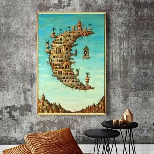 Salvadoer Dalies Living On The Moon Wall Art Canvas Posters Prints Painting Oil Wall Pictures Living Room Home Decor Artwork HD