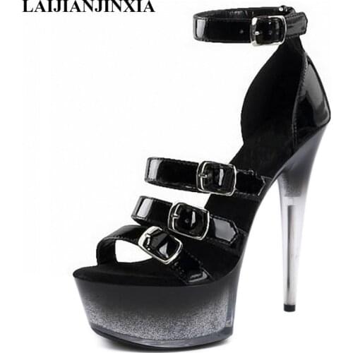 Mature Platform Sandals Leopard Print 15 Cm High Stripper Heels Pole Dance Shoes Sexy Fetish Party Women Nightclub Model Shoes