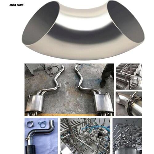 1PC 51mm 60mm 63mm OD Sanitary Butt Weld 90 Degree Elbow Bend Pipe stainless steel Car Exhaust Pipe muffler welded pipe